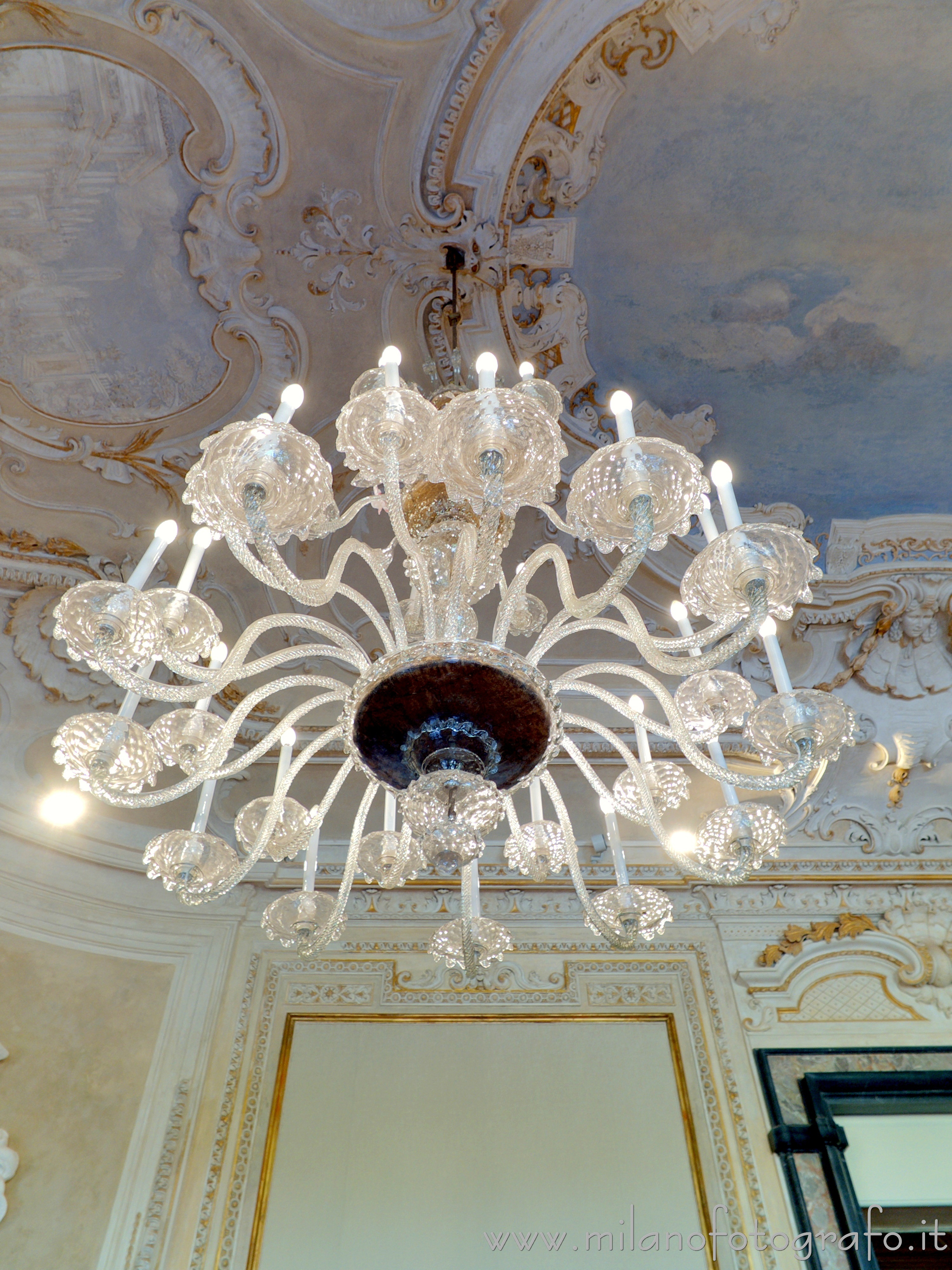 Arcore (Monza e Brianza, Italy) - Murano glass chandelier in the main hall of Villa Borromeo d'Adda